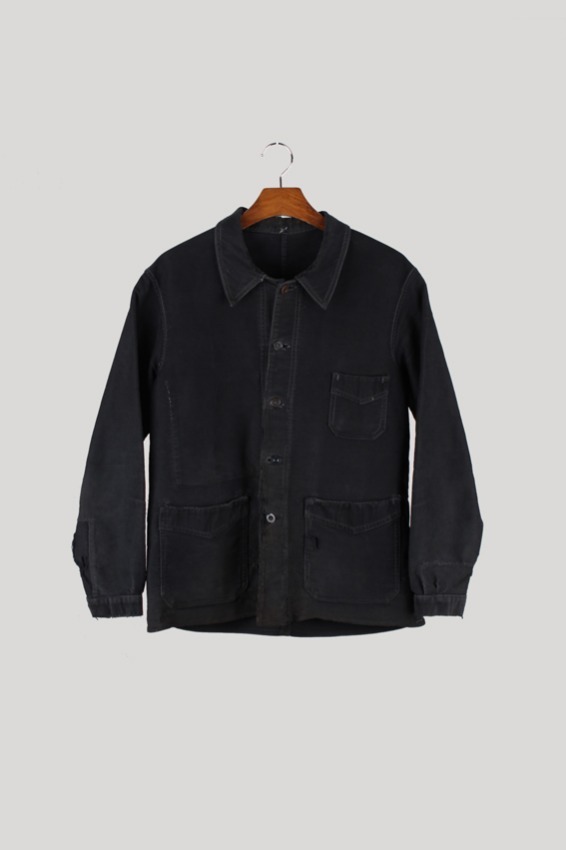 40s Black Moleskin French Work Jacket