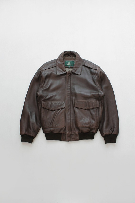 Vintage Orvis Leather Insulated Brown A-2 Flight Jacket (M)