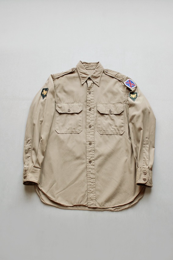 40s US Army Officer Poplin Cotton Shirt (14 1/2 x 33)