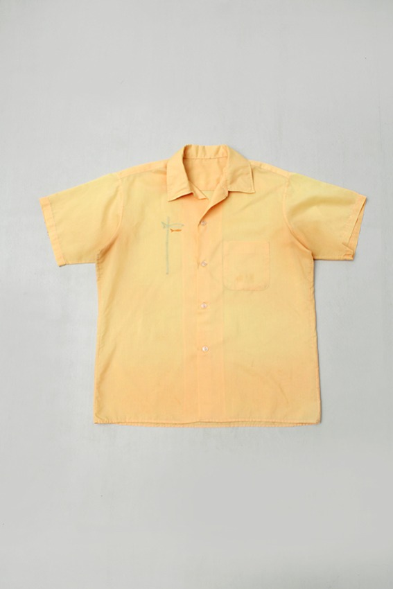50s Custom Handmade Yellow Camp Collar Shirt (M)